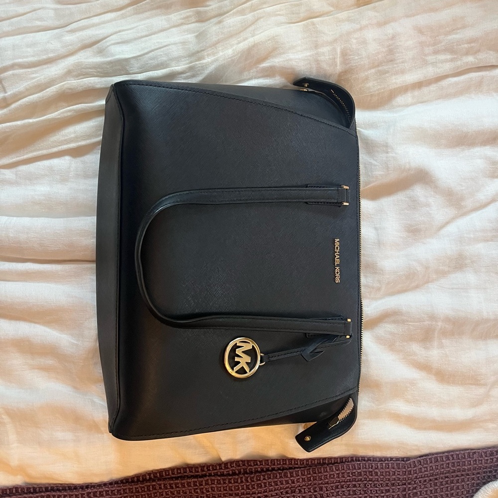 Michael Kors Black Handbag with Gold Details